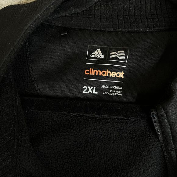 Adidas Jacket Mens 2XL Black Climaheat Full Zip Sweater Collar Golf - Picture 7 of 13